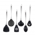 6 Pcs Heat-resistant Non Stick 304 Stainless Steel Handle Silicone Turner Soup Ladle Kitchenware Set
