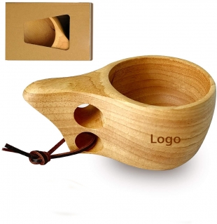 Wooden Camping Cup With Two Holes