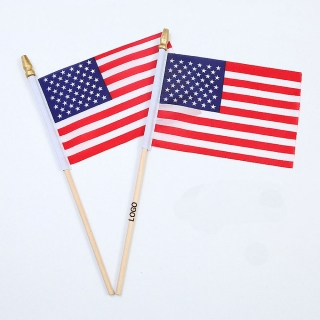 Mini USA Hand Held Flags With Gold Top
