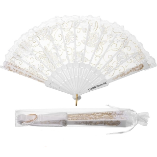 Lace Folding Hand Fan For Wedding Decoration Dancing Party