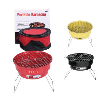 Portable Camping Mini Round BBQ Charcoal Grill with Ice Bag