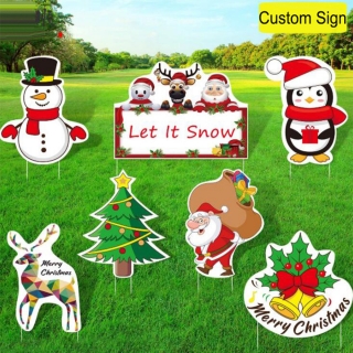 Custom Christmas Theme Plastic Printed Corrugated Yard Sign