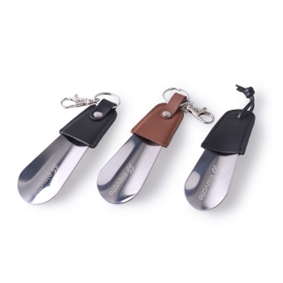 Stainless Steel Travel Keychain Shoe Horn Shoehorn with Leather Strap