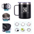 12oz Stainless Steel Insulated Coffee Mug Double Wall Vacuum Tumbler Cup with Handle and Sliding Lid