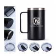 24oz Stainless Steel Insulated Coffee Mug Double Wall Vacuum Tumbler Cup with Handle and Sliding Lid