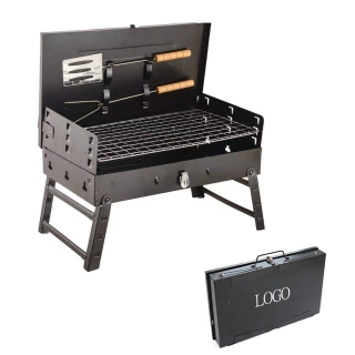 Portable Foldable Charcoal Grill Set BBQ Tool Kit Suitcase
