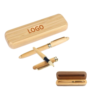 Bamboo Case With Pen Gift Set
