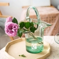 Clear Flower Basket Shape Glass Vase