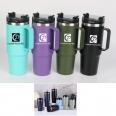 30 OZ Double Walls Stainless Steel Auto Tumbler With Straw And Handle