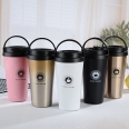 16 OZ Stainless Steel Insulated Vacuum Auto Coffee Mug Or Travel Tumbler With Handle