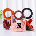 Custom Plastic Shopping Bag Candy Flower Packaging PVC Clear Bag With Leather Round Handle