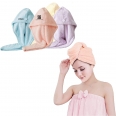 Microfiber Dry Hair Cap Towel With Button