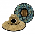 Straw Hat With Custom Patch And Full Color Underbrim Imprint
