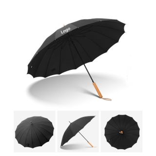 16Ribs Golf Umbrella With Wood Handle-41