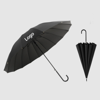 16Ribs Golf Umbrella With Leather Hook Handle-41