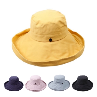 Trendy Cotton Bucket Hat Outdoor Summer Beach Vacation Headwear Cap