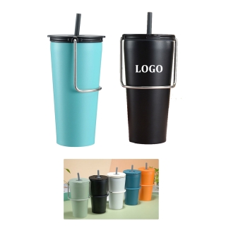 20oz Insulated Hand-held Cup Ice Tumbler with Straw Lid