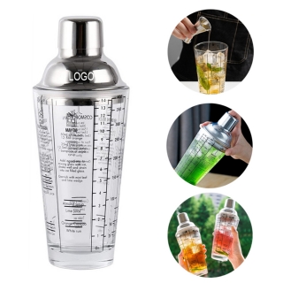 14oz Clear Glass Cocktail Shaker with Strainer