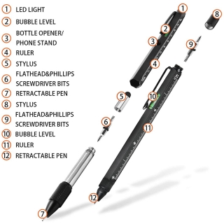 2PCS 9 in 1 Multi-tool Pen Set with LED Light