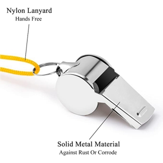 Stainless Steel Sports Coach Whistles with Lanyard
