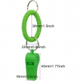Loud Clear Plastic Sport Whistle with Stretchable Coil Wrist Keychain Ring