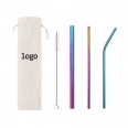 4Pcs Stainless Steel Straw set with Brush and Bag