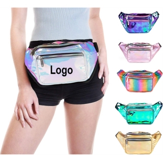 Waterproof Holographic Laser Fanny Pack Waist Bag with Zipper