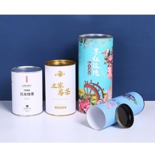 Customized Food Grade Round Paper Tube With Tinplate Cover Lid