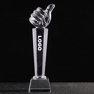 Custom Thumb Shape Exclusive Crystal Trophy