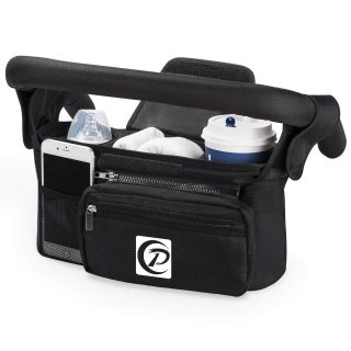 Universal Stroller Organizer with Insulated Cup Holder Detachable Phone Bag