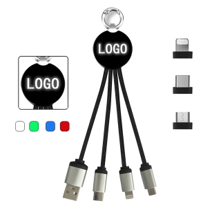 3 in 1 Light Up Logo  Charhing Cable with Key Ring or Clipg Cable with Key Ring or Clip-1
