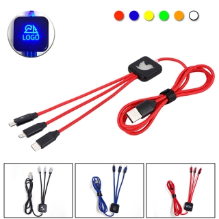 1.2M Nylon Braided Cord Light Up 3 in 1 USB Charging Cable