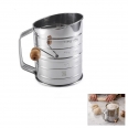 Stainless Steel Flour Sifter Rotary Hand Crank With Loop Agitator