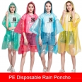 Disposable Translucent PE Rain Poncho Or Raincoat Pullover Type