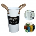 Farmhouse Large Metal Flower Buckets with Twine Handles