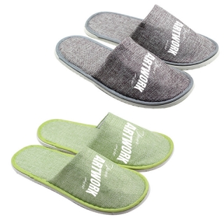 Custom Closed Toe Disposable Linen Hotel Slipper