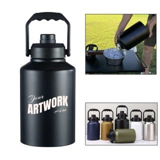 128OZ One Gallon Stainless Steel Vacuum Insulated Water Jug Bottle Growler With Twist On Spout Lid Handle