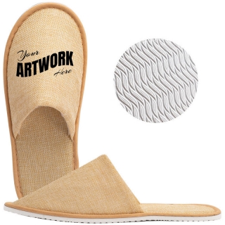 Custom Closed Toe Disposable Linen Hotel Slipper