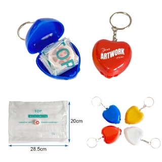 CPR Face Shield Mask In Heart Shape Keychain