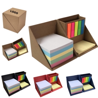 Folding Cube Shape Sticky Note Pad Pen Holder Set