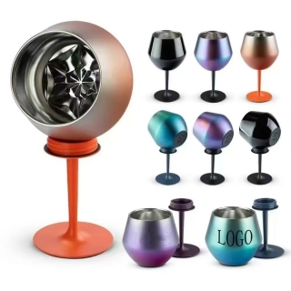 14oz Stainless Steel Wine Glass Goblets With Removable Handle